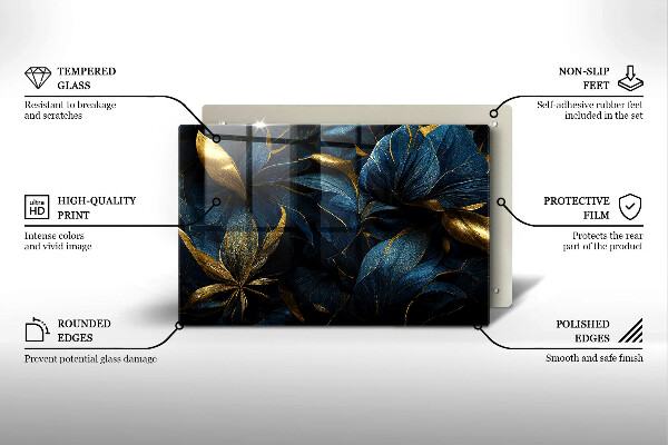 Induction hob protector Decorative leaves with gold