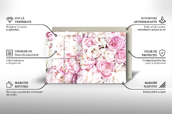 Induction hob protector Peony bouquet