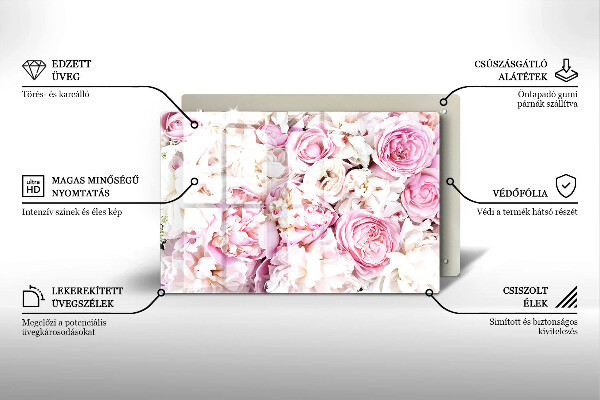 Induction hob protector Peony bouquet