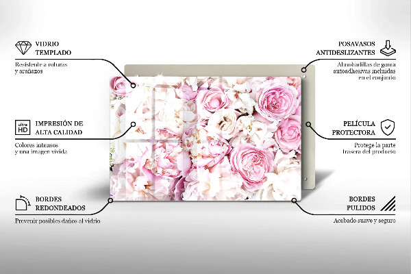 Induction hob protector Peony bouquet