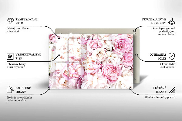 Induction hob protector Peony bouquet