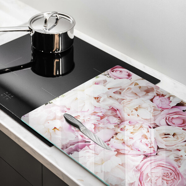Induction hob protector Peony bouquet