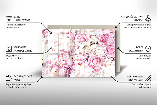 Induction hob protector Peony bouquet