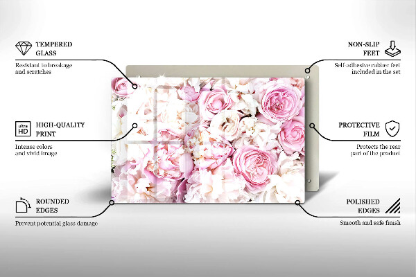 Induction hob protector Peony bouquet