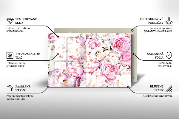 Induction hob protector Peony bouquet