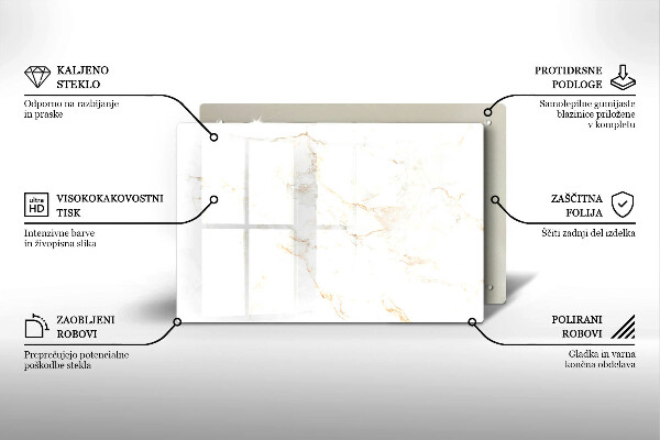 Induction hob protector Elegant stone marble