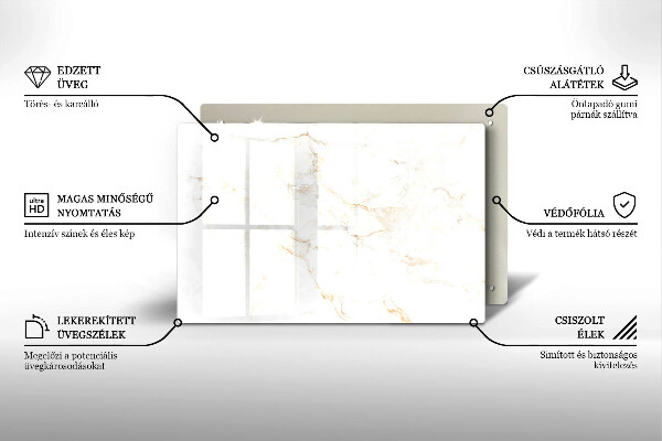 Induction hob protector Elegant stone marble