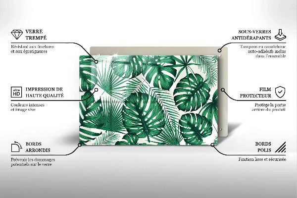 Induction hob protector Monstera leaves