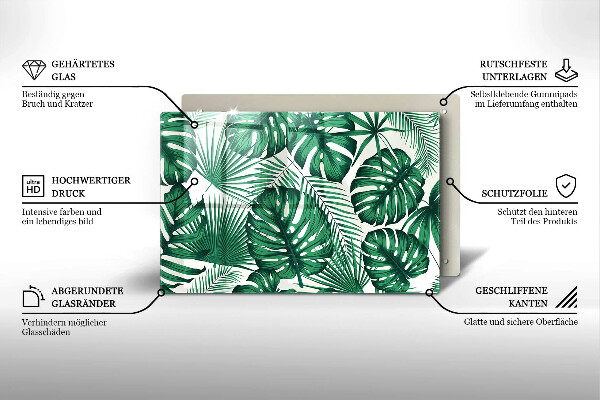 Induction hob protector Monstera leaves