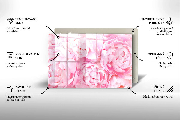 Induction hob protector Delicate peonies