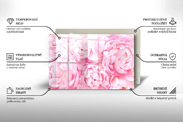 Induction hob protector Delicate peonies