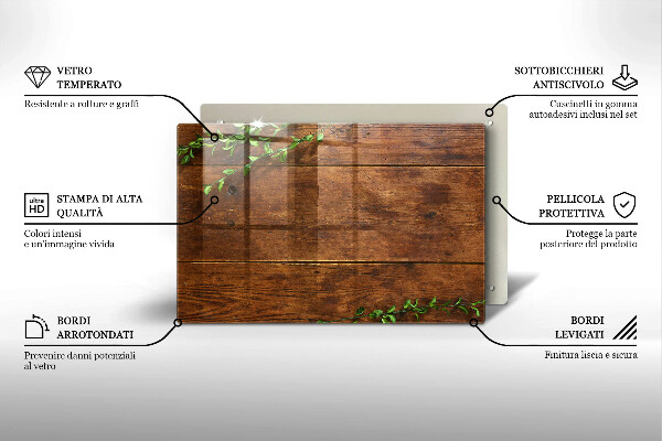 Induction hob protector Wooden boards and leaves