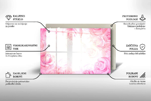 Induction hob protector Delicate background roses