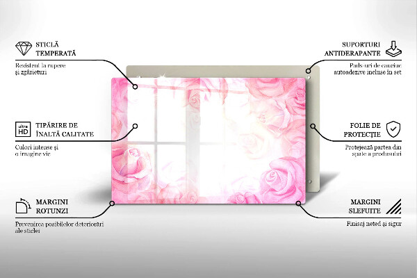 Induction hob protector Delicate background roses