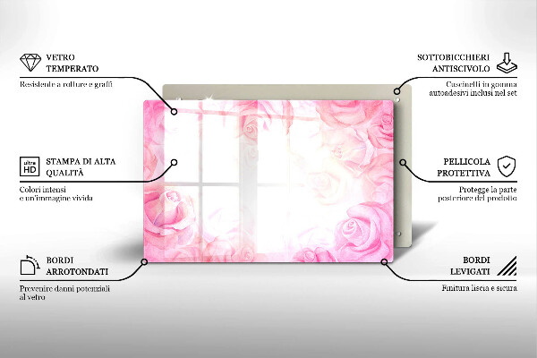 Induction hob protector Delicate background roses