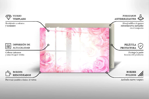 Induction hob protector Delicate background roses