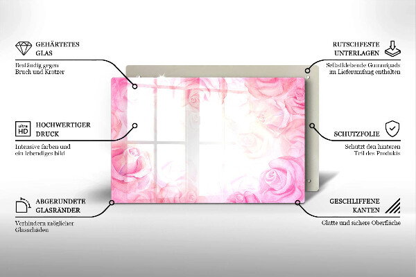 Induction hob protector Delicate background roses