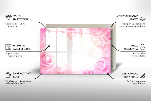 Induction hob protector Delicate background roses