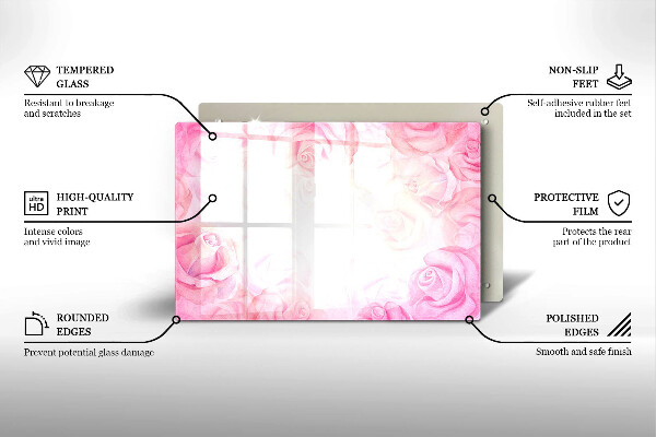 Induction hob protector Delicate background roses