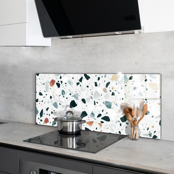 Kitchen glass panel Gray quartz terrazzo texture