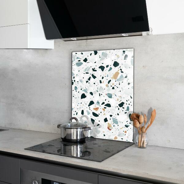 Kitchen glass panel Gray quartz terrazzo texture