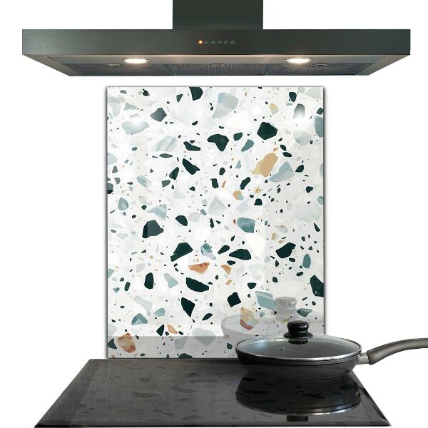 Kitchen glass panel Gray quartz terrazzo texture