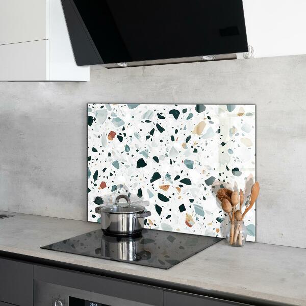 Kitchen glass panel Gray quartz terrazzo texture