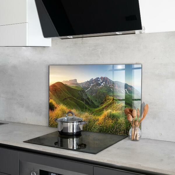 Kitchen glass panel Mountain glade sunrise