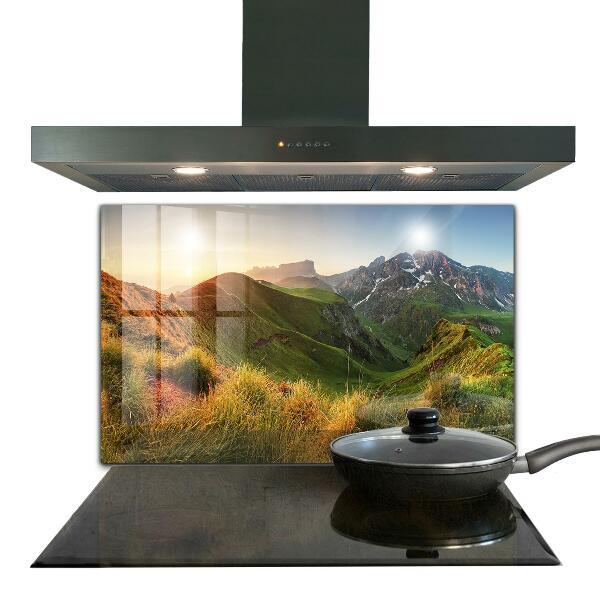 Kitchen glass panel Mountain glade sunrise