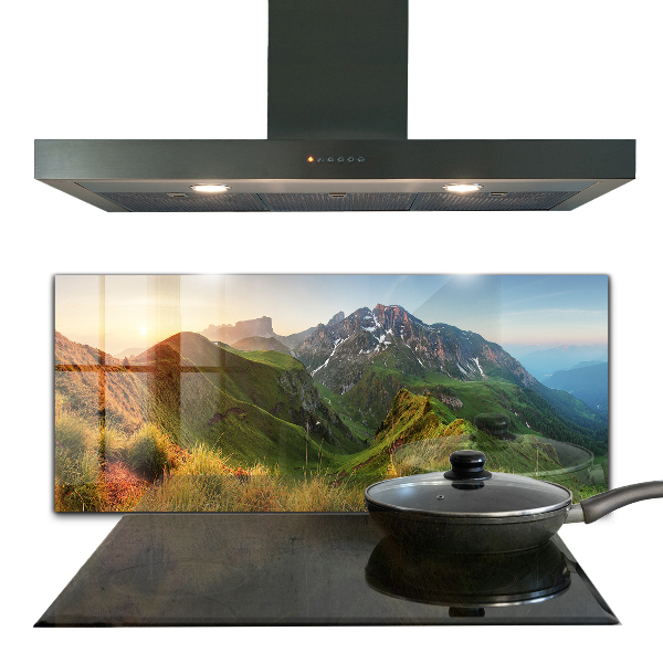 Kitchen glass panel Mountain glade sunrise