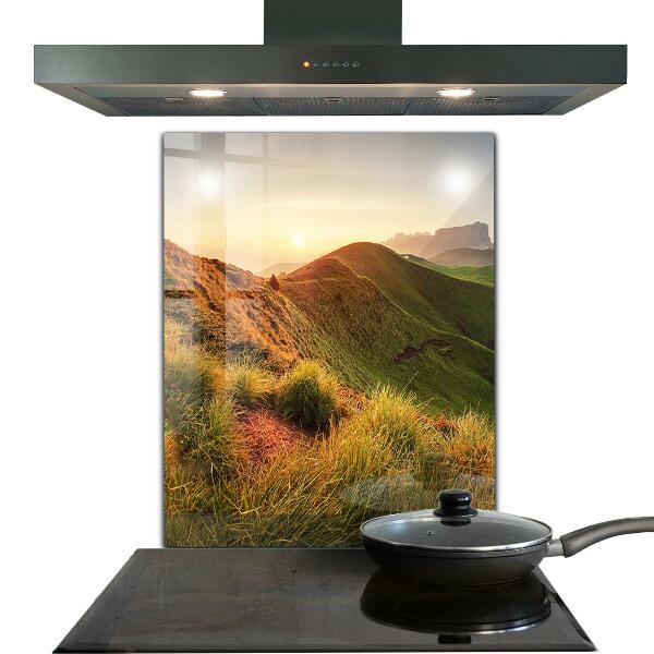 Kitchen glass panel Mountain glade sunrise