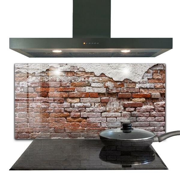 Kitchen glass panel Stone brick wall