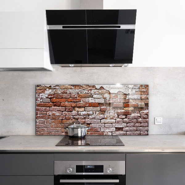Kitchen glass panel Stone brick wall