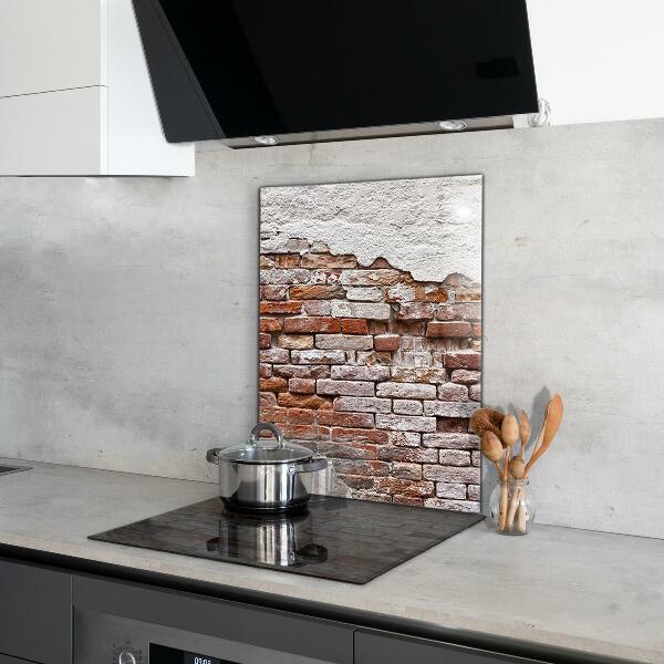 Kitchen glass panel Stone brick wall