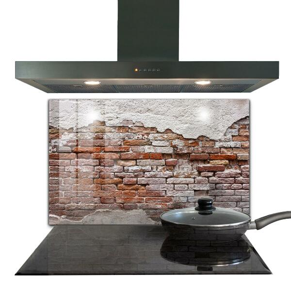 Kitchen glass panel Stone brick wall