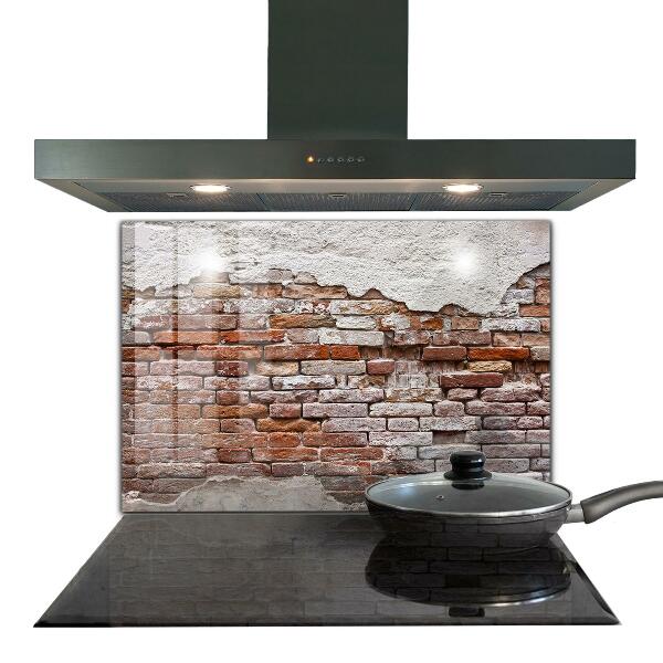 Kitchen glass panel Stone brick wall
