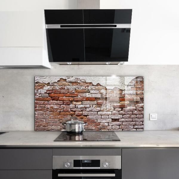 Kitchen glass panel Stone brick wall