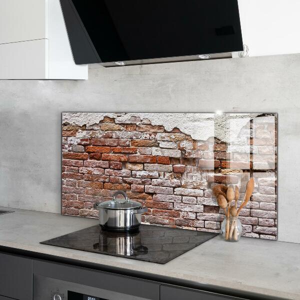 Kitchen glass panel Stone brick wall