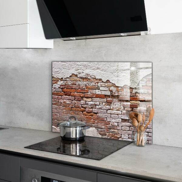 Kitchen glass panel Stone brick wall