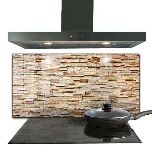 Kitchen glass panel Natural stone wall