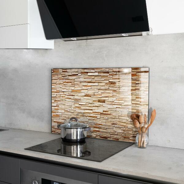 Kitchen glass panel Natural stone wall