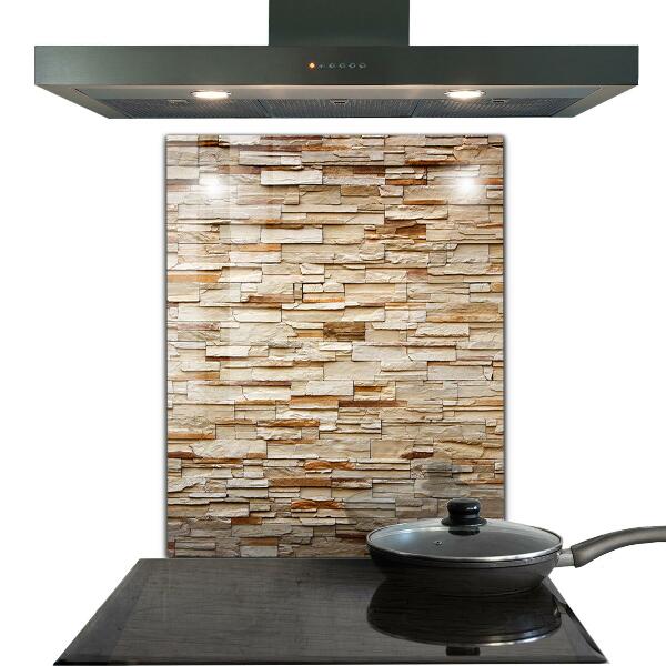 Kitchen glass panel Natural stone wall