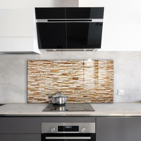 Kitchen glass panel Natural stone wall