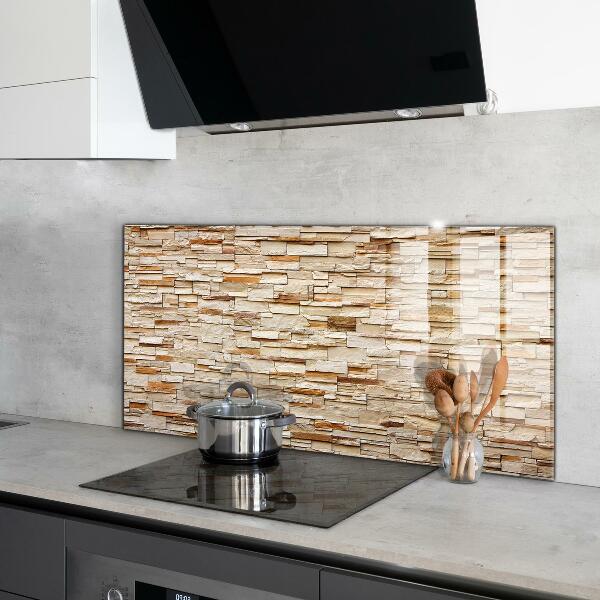 Kitchen glass panel Natural stone wall