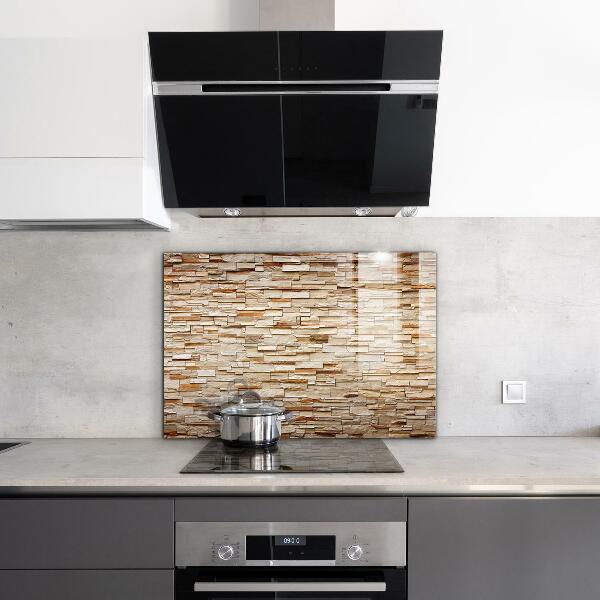 Kitchen glass panel Natural stone wall