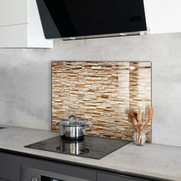 Kitchen glass panel Natural stone wall