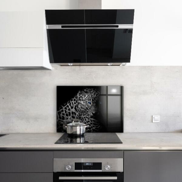 Hob splashback Dark panther wild cat