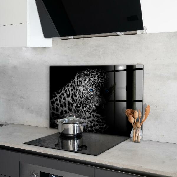 Hob splashback Dark panther wild cat