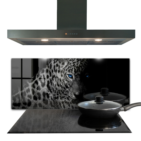Hob splashback Dark panther wild cat