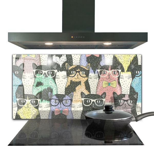 Hob splashback Cat hipster funny illustration